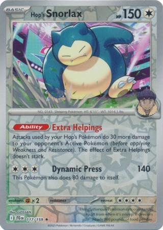 Pokemon - Hop's Snorlax 117/159 Journey Together – Reverse Foil